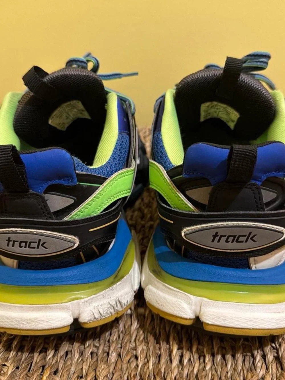 Balenciaga Men's Blue, Neon Green & Black Track Sneakers